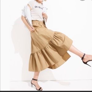 J. Crew Ruffled Cotton Poplin Wrap Skirt | Khaki